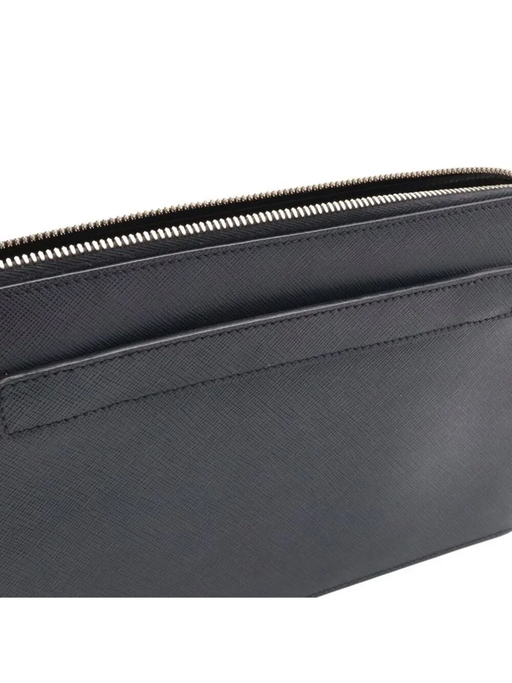 Prada Porter Collaboration Saffiano Clutch Leather Navy Silver